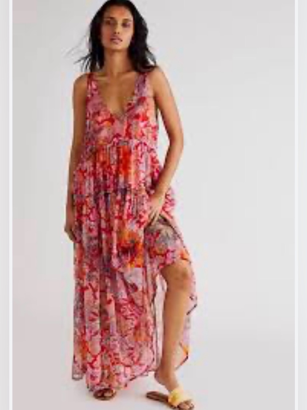 Free People Maxi Dress in Coral Pink Orange